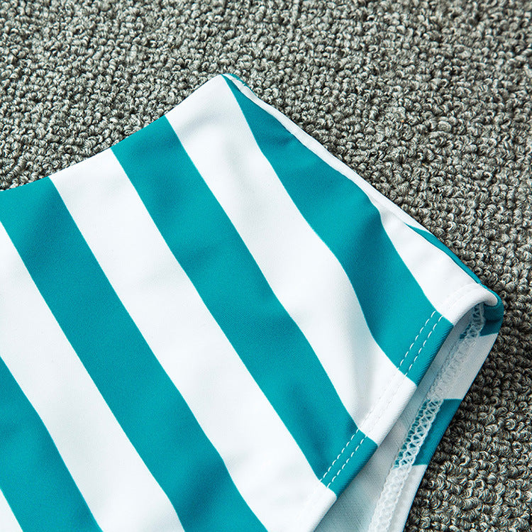 White & Blue Stripes One-Piece