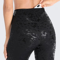 Metallic Animal Printed Workout Leggings With Pocket