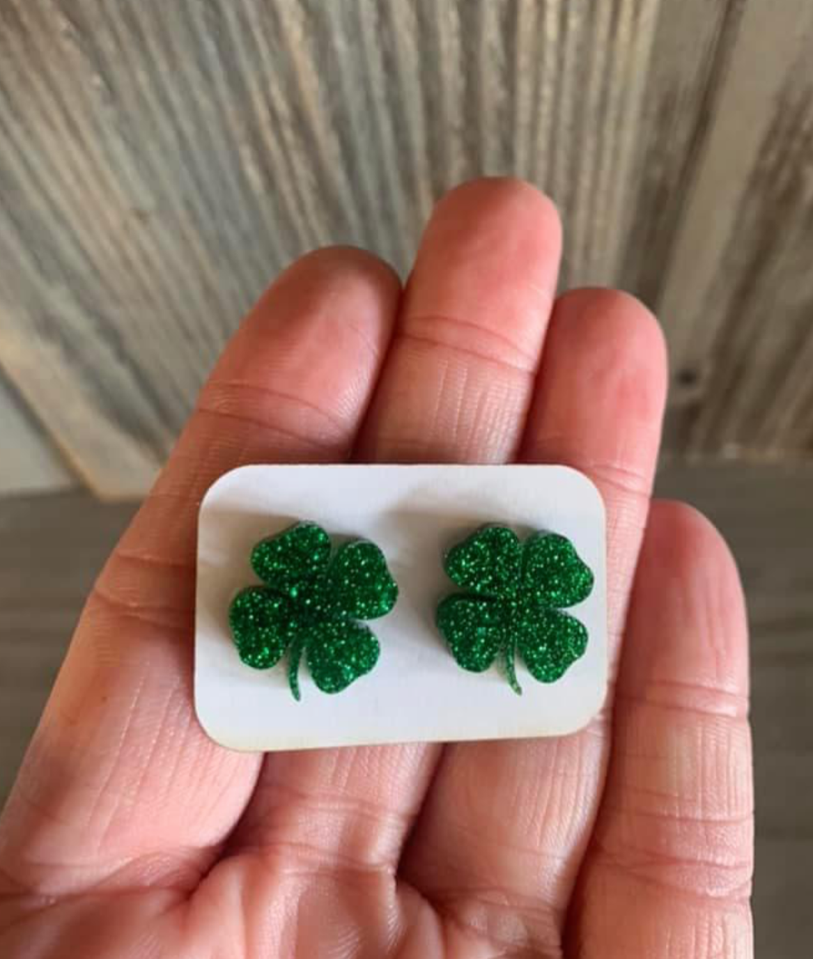 Shamrock Glitter Studs