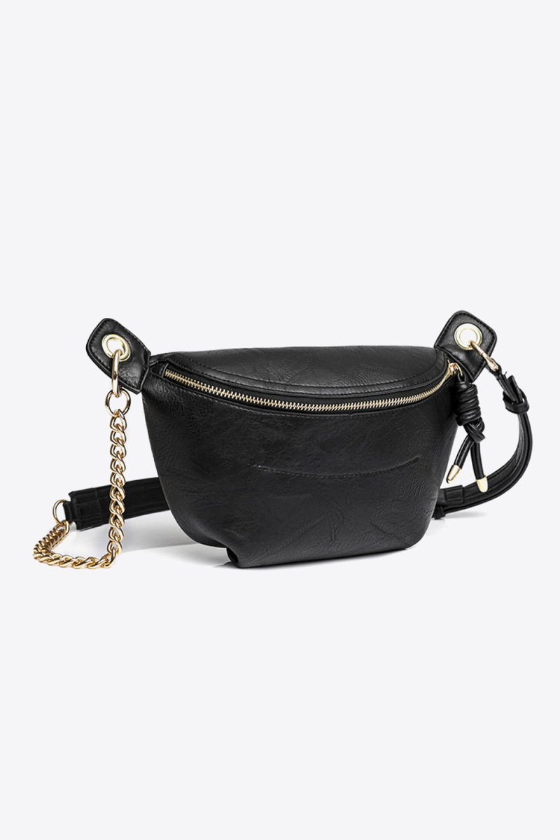 Faux Leather Chain Strap Crossbody Bag