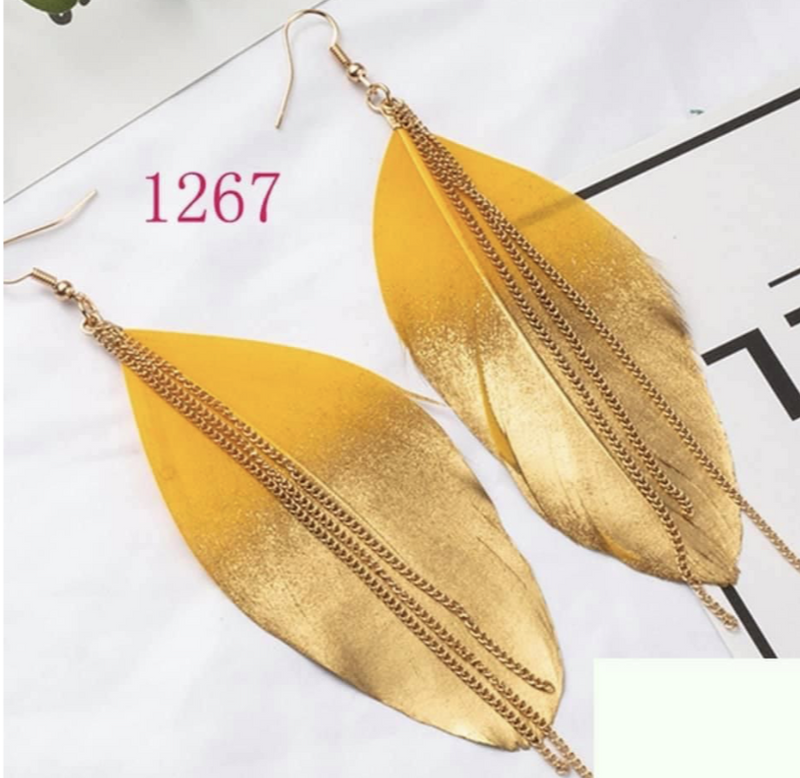 Gold Feather Earrings