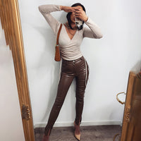 Caramel Faux Leather Skinny's