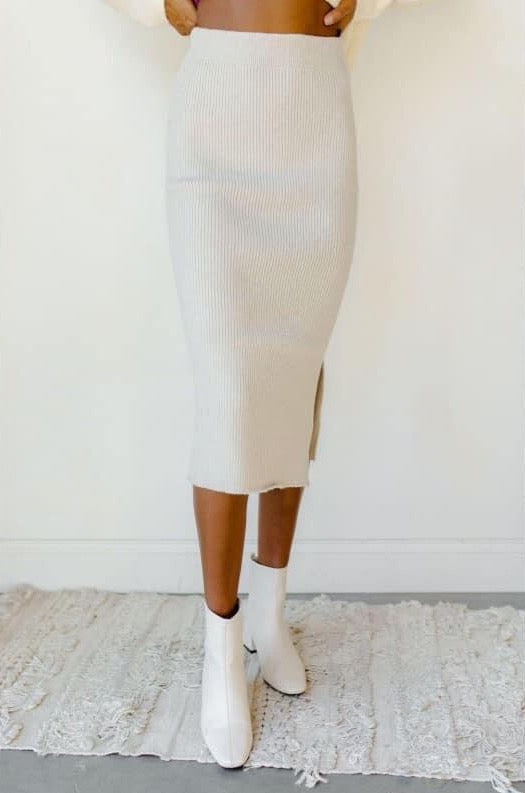 Jesse Cream Ribbed Skirt