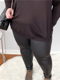 Plus Size High Waisted Faux Leather Snake Print Legging
