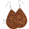 Brown Floral Teardrop Earrings