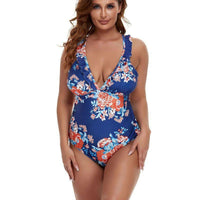 Plus Size Floral Ruffle Swimsuit