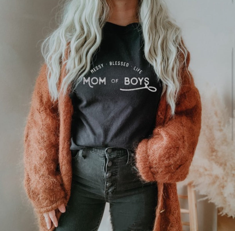 Messy Blessed Life Mom of Boys Tee