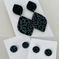 Gray Leopard Earrings