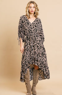 Animal Print Ruffle Dress