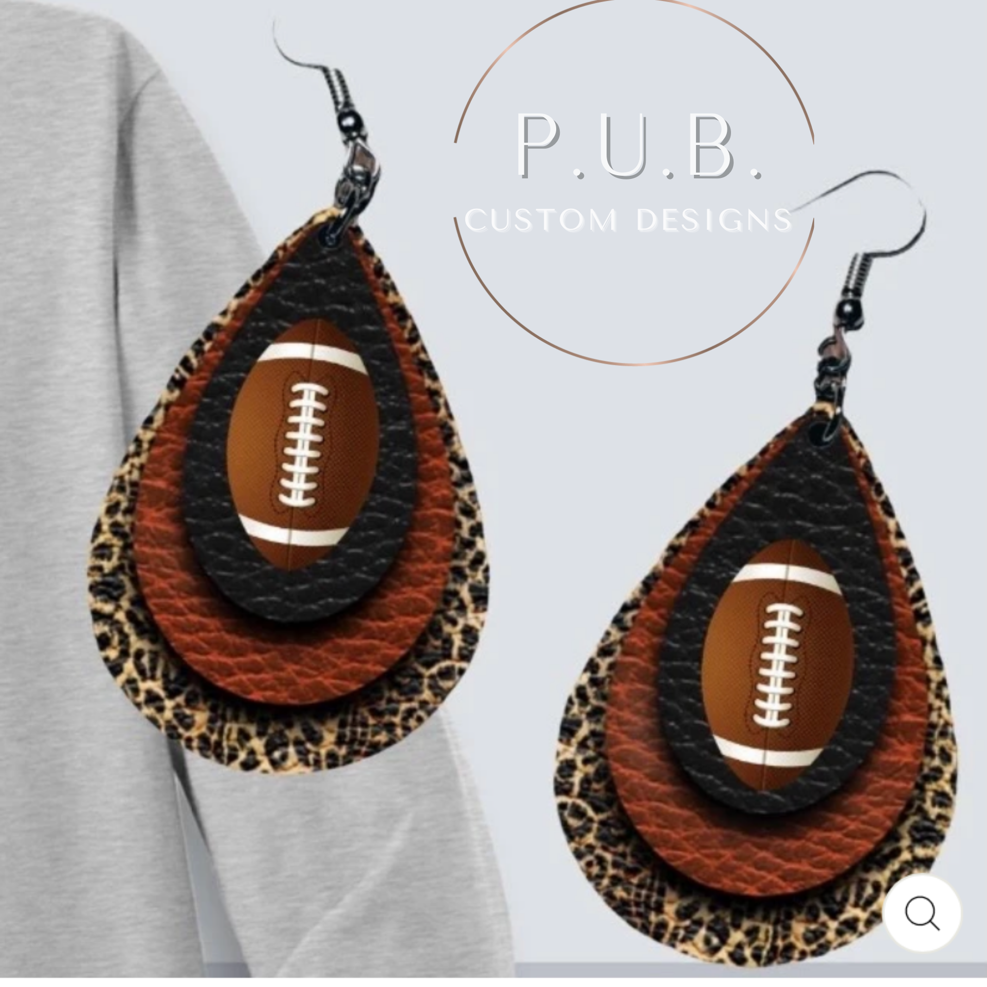 Football & Leopard Earrings