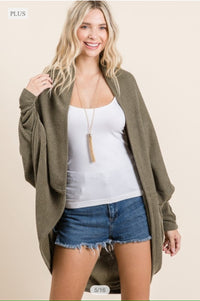 Plus Size Open Front Urban Knit Cardigan