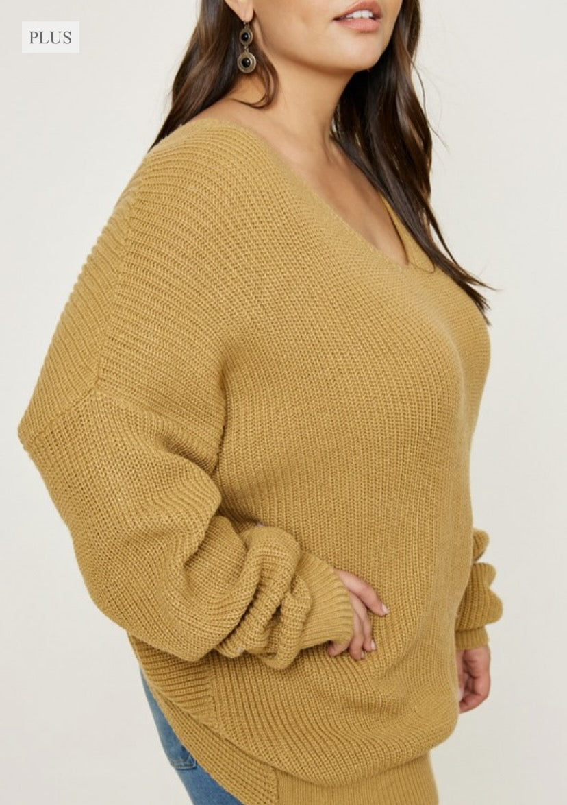Plus Size Knit Twist-Back Sweater