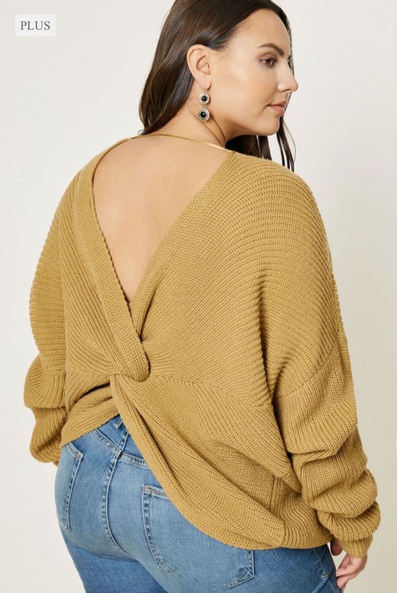 Plus Size Knit Twist-Back Sweater