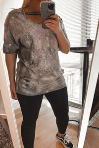 Vintage Oversized Bleach Distressed Black Sabbath Tee