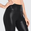 Black Liquid Metallic Workout Leggings With Pocket