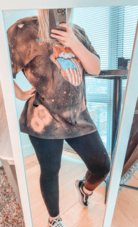 Oversized Bleach Distressed Rolling Stones Tee