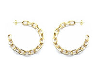 Gold Chunky Chain Link Hoop Earrings