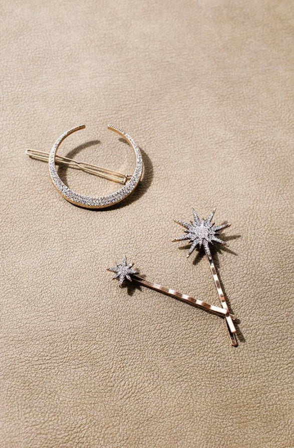 Moon & Star Hairpin Set