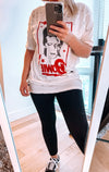 Oversized Distressed Paint Splattered David Bowie Tee