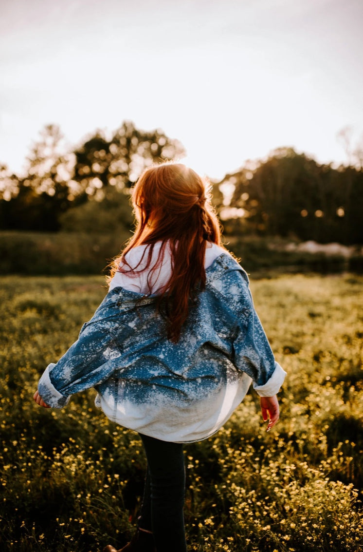 Distressed Denim Light Blue Button-Up