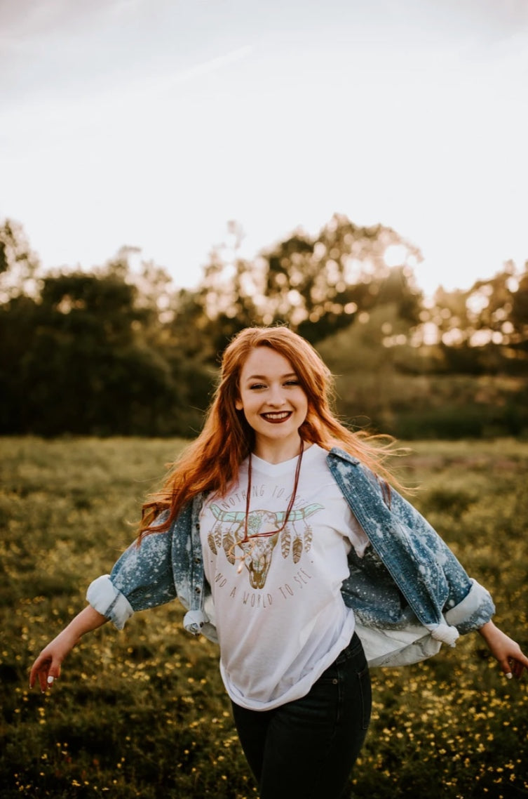 Distressed Denim Light Blue Button-Up