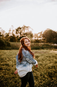 Distressed Denim Light Blue Button-Up