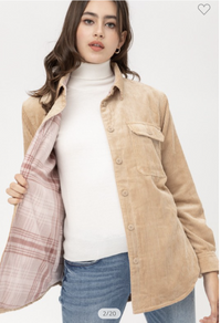 Corduroy Checkered Reversible Button Down Jacket