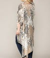 Animal Printed Gold Lurex Chiffon Kimono