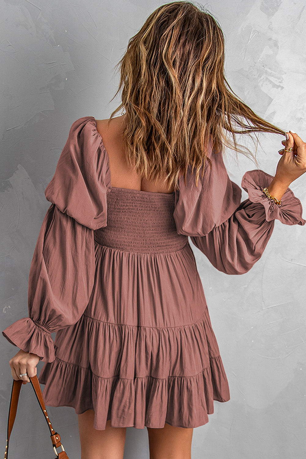 Country Sweet Heart Smocked Off-Shoulder Tiered Mini Dress