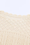 Openwork Scalloped Trim Knit Top