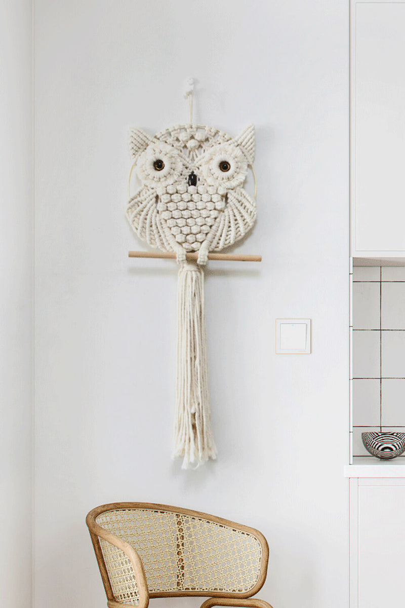 Hand-Woven Owl Wall Hanging