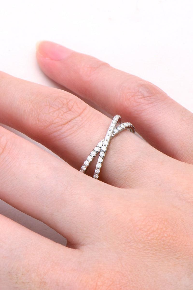 Infinity Moissanite 925 Sterling Silver Crisscross Ring