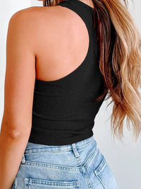 Ribbed Round Neck Cropped Tank