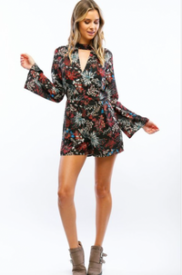 Floral Print Chiffon Romper