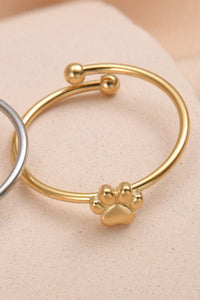 Paw Track Stainless Steel Open Ring