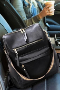 Black Rylie Convertible Backpack Bag