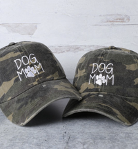 DOG MOM Camo Embroidered Cotton Ball Cap