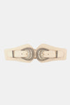 Shell Double Buckle Elastic Wide Belt