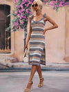 Striped Tie Shoulder Split Cover Up Dress