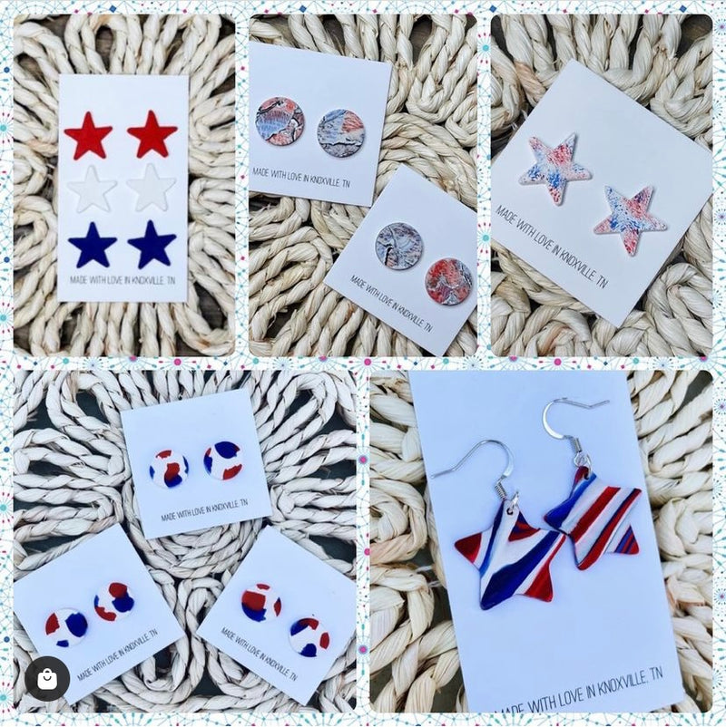 Clay Patriotic Earring Collection  (5 different styles)