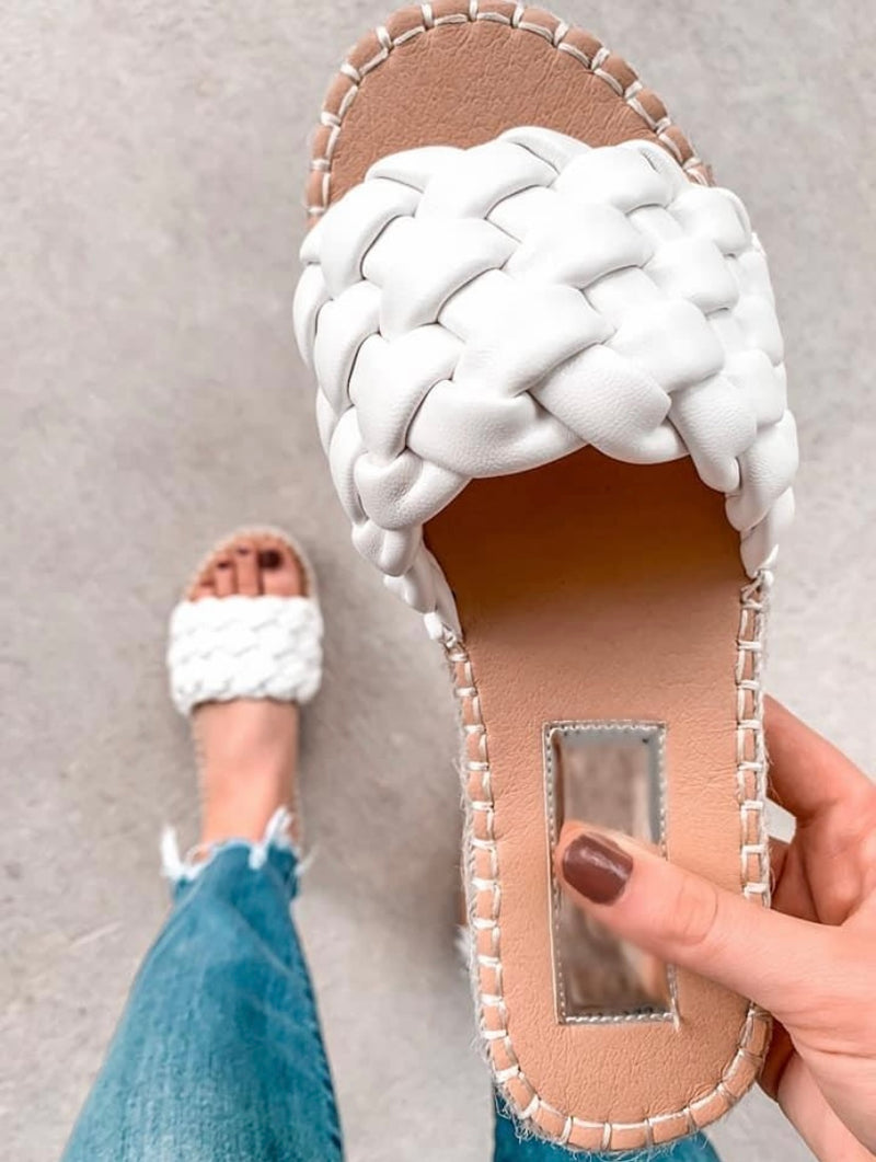 Cassie White Braided Sandals
