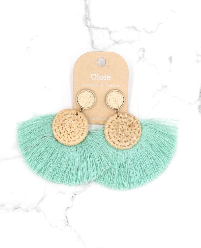 Mint Tassel Earring