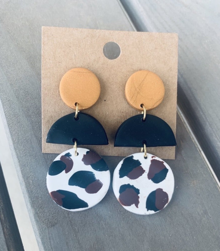 Clay Leopard Print Dangles