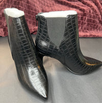 Black Croc Heeled Booties