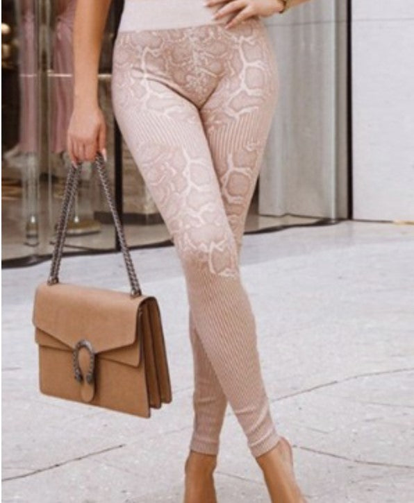 Pink Snake Skin Active Leggings